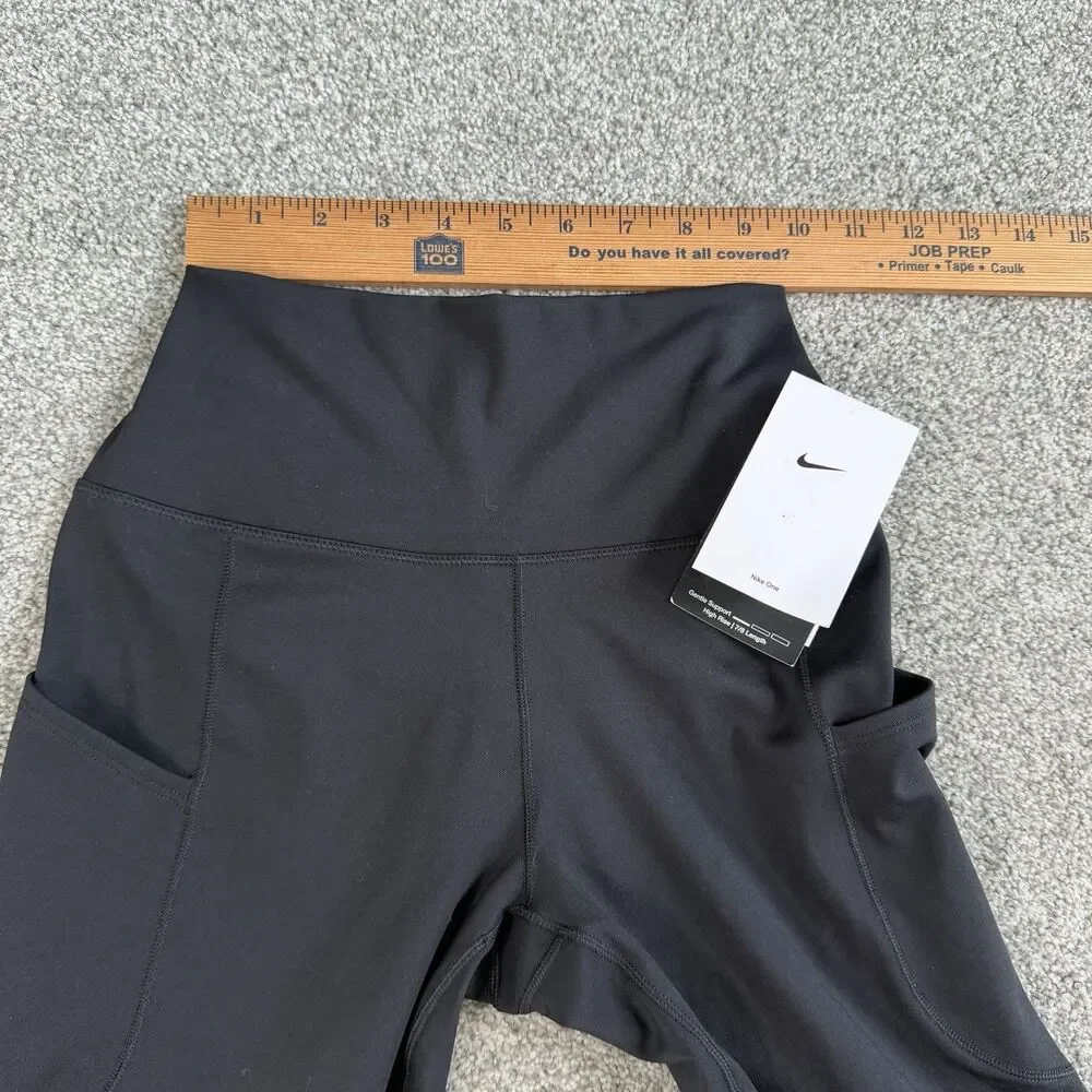 Nike One High-Waisted 7/8 Leggings Pockets Women’s Training Black Size Small NEW
